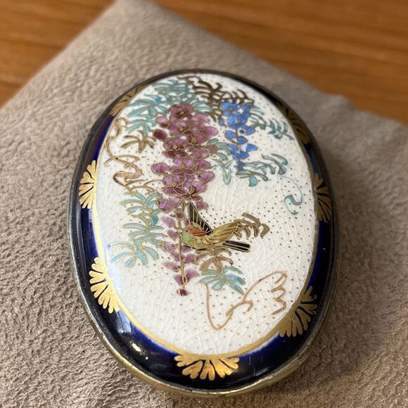 Antique Rare Victorian Floral Enamel Gold Gilded Belt Buckle Ornate On Brass main image 4